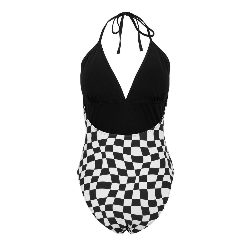 SoulCal Womens/Ladies Checkered Halter Neck One Piece Swimsuit