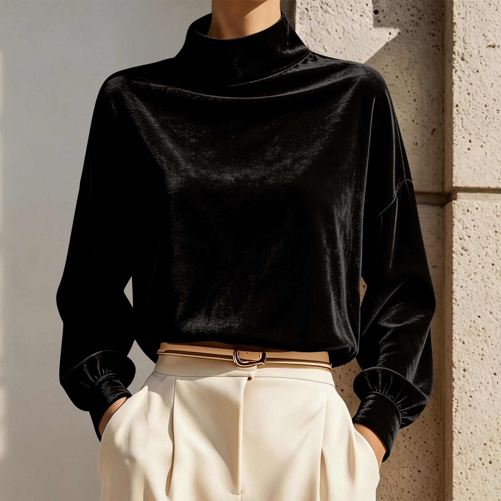 Women s Color Round Neck Long Sleeve Loose Fit Casual Top L