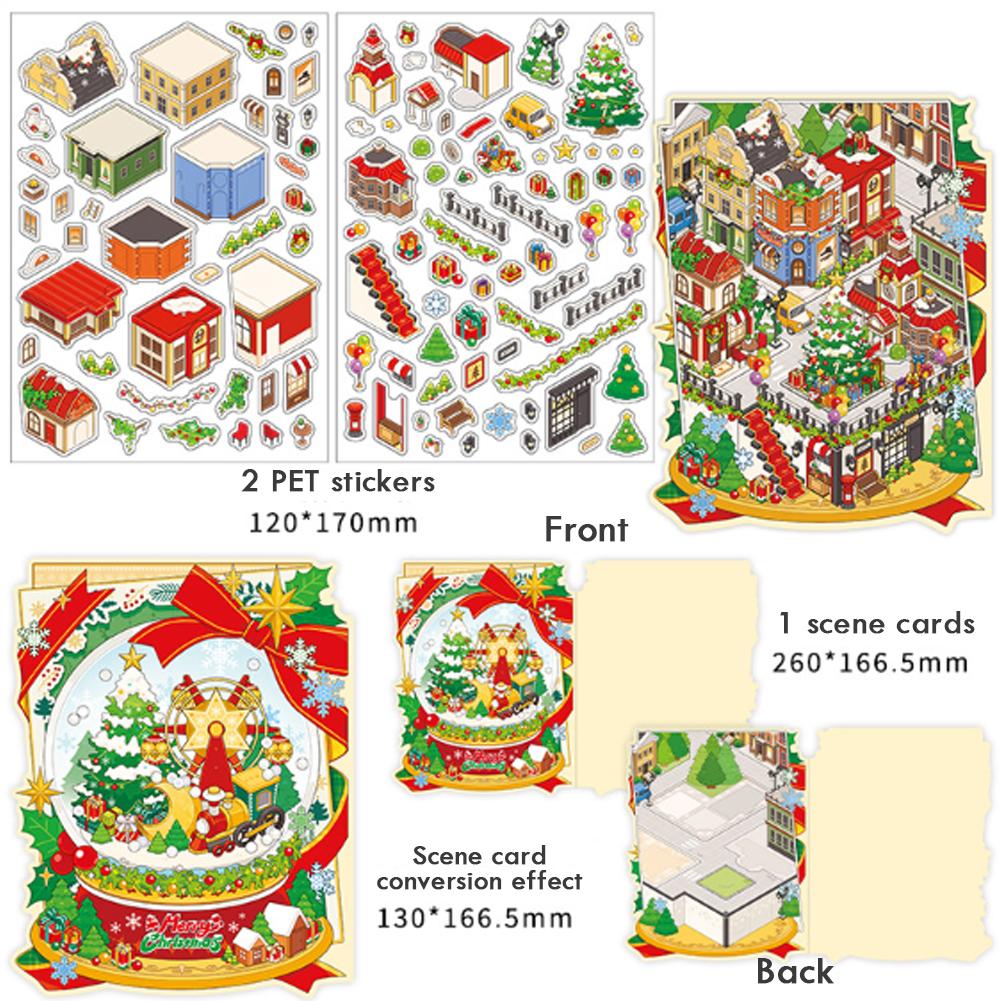 Christmas 2.5D Visual Pocket House Scene Stickers Landscape Stickers Stacking & Pasting DIY Stickers Festival Gifts Xtmas Decor
