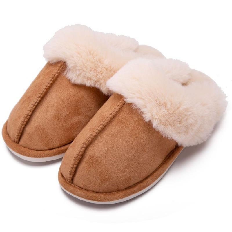 Cotton slippers, thickened warm winter new comfortable home neckline home shoes fluffy indoor winter