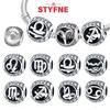 Authentic Copper Twelve Zodiac Sign Set Cartoon Taurus Gemini Star Shape Heart Pendant Bead Charms Compatible With Bracelets Diy Birthday Women Gift