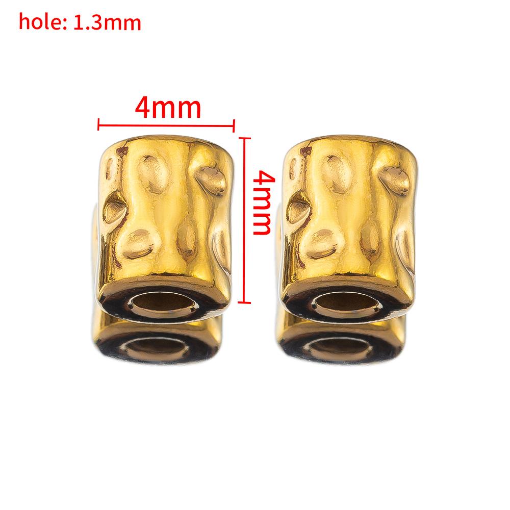 10PCS Stainless Steel Gold Plated Round Oval Dots Texture Cylinder Spacer Beads for Needlework DIY Bracelet Jewelry Making Craft
