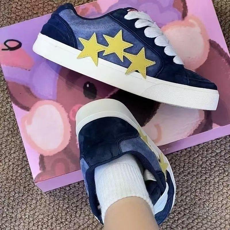 

2024 осень новые повседневные туфли dopamine flip fur retro high street board shoes sweet couple star bread shoes 35 темно-синий