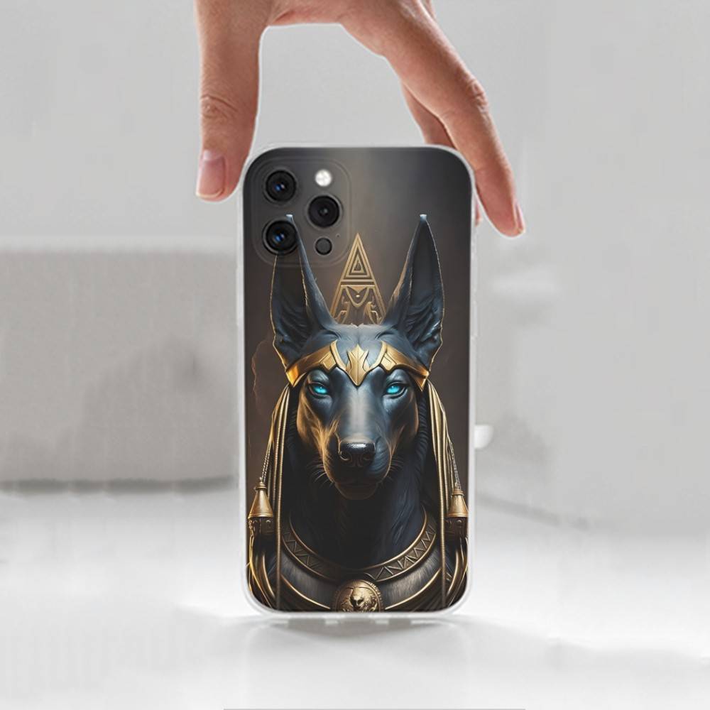 Anubis Egyptian God Phone Case For iPhone 16,15,14,17,13,12,11 Plus,Pro,Max,XR,XS,X,7,8 Plus,SE,Mini,Transparent,Silicone Case