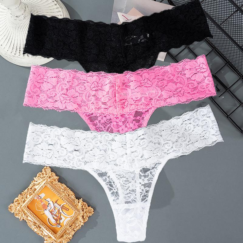 Mutandine da donna con motivo floreale ricamato moda tinta unita Slip a vita bassa da donna Intimo da notte