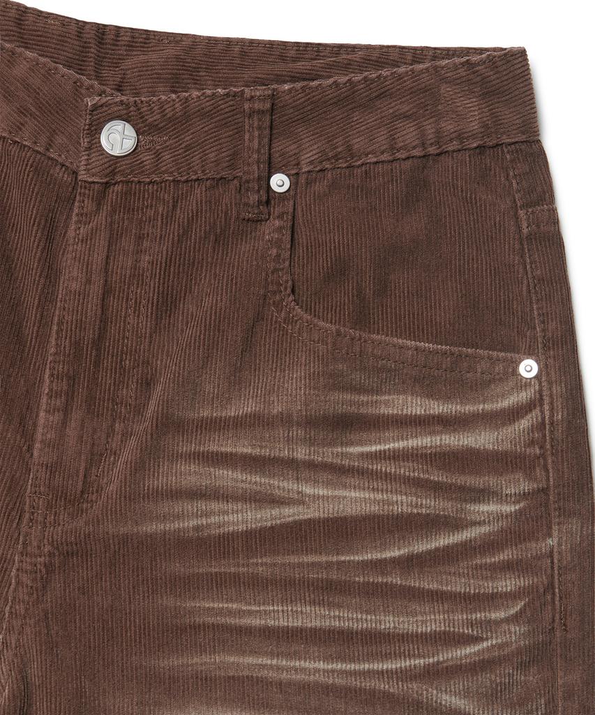 Nomaenyueol Wave Curved Corduroy Pants - Brown