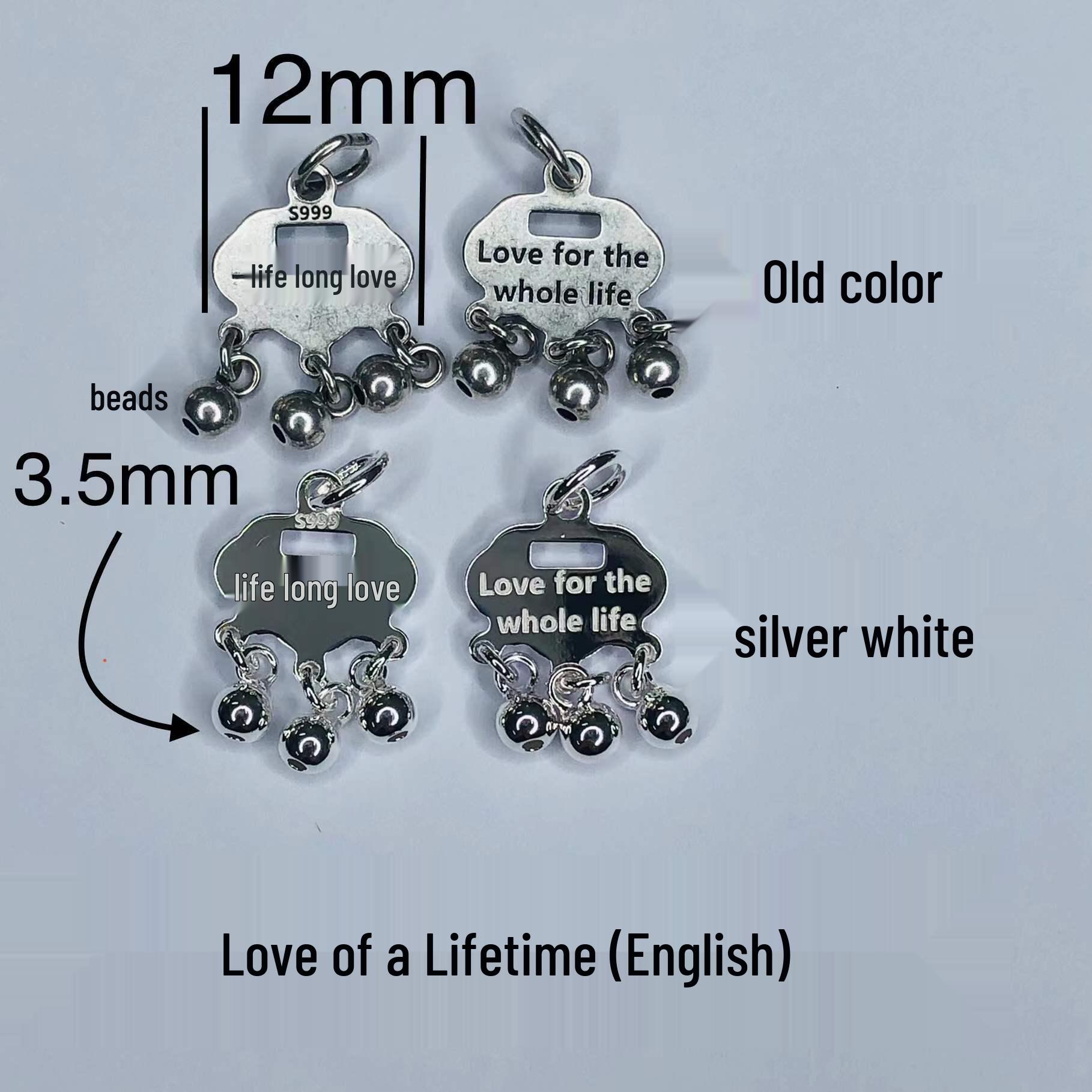 Silver Bell Longevity Pendant: 999 Silver Lock with Red String, Chinese Style Peace & Harmony Charm.