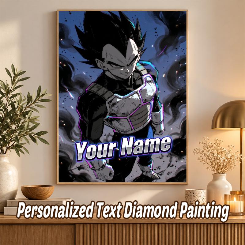 Dragon Ball Vegeta Custom Name Diamond Painting Personalized 5D Full Drill DIY Diamond Art Home Decor