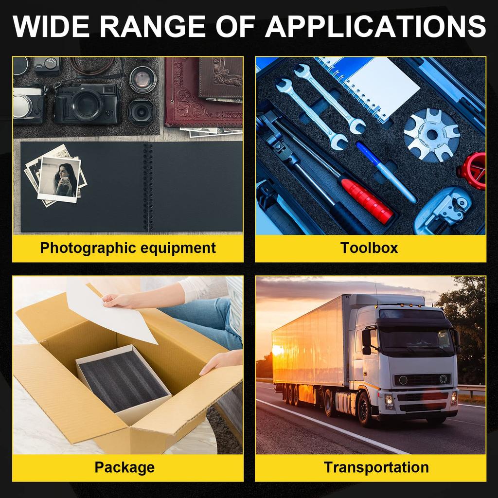 Polyethylene Foam Sheet Black Block Sheet Thick Cuttable Foam Padding Inserts for Cases,Packing Toolbox Storage and Craft Pad