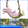 Cute Pig Swing Hanging Ornaments Resin Pig Swing Sculpture Ornament Lovely Pig Landscape for Outdoor Balcony Patio Tree Decor