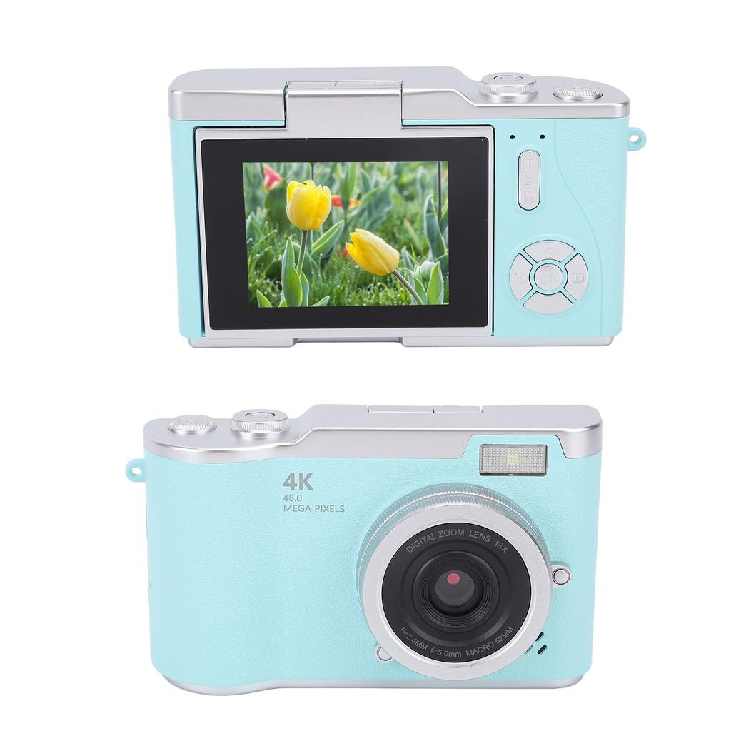 Digital Camera 4K 48MP 18x Zoom Auto   Anti Shake 2.4 Inch Screen Built in Fill Light Compact Students Camera for Daily Travel