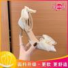 Medium heel stiletto high heels women's sandals 2025 summer new one-word buckle bow single shoes fairy style work shoes