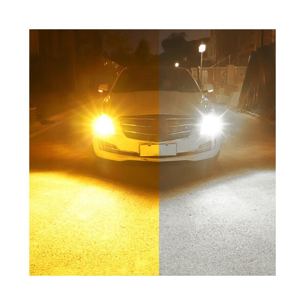 Winetis 2X 7443 12V 7444NA 16 SMD weiß/bernsteinfarbene Switchback-LED-Glühbirne mit Projektorlinse