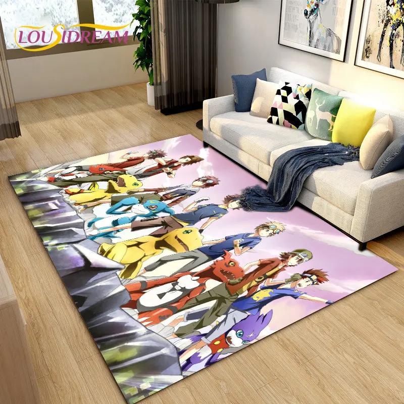 Digimon Adventure Cartoon Area Rug Large,Carpet Rug for Living Room Bedroom Sofa Doormat Decoration, Non-slip Floor Mat Cover 3D