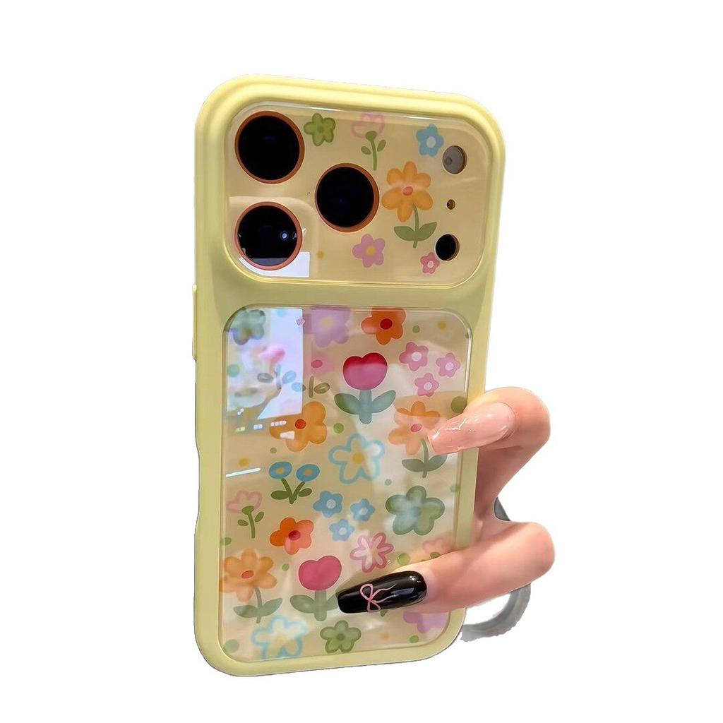 ins summer yellow background oil painting flower for iPhone17promax Apple 16/15/14 Pro phone case