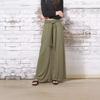 Women's Elastic High Waist Self Tie Belt Solid Color Wide Leg Long Pants Soft Casual Loose Trousers For Summer Daily Yoga Wear