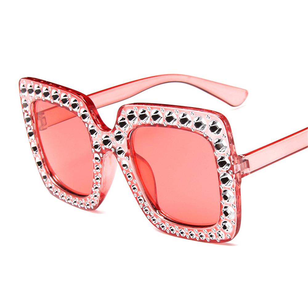 Lunettes de soleil surdimensionnées en cristal Lunettes de soleil carrées tendance pour femmes Lunettes rétro UV400