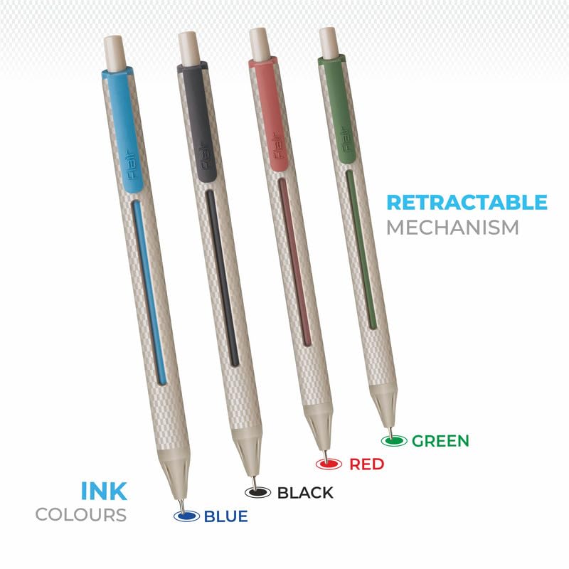 Flair Yolo Clickers Retractable Ball Pen Blue Ink, Pack of 10, Smooth Writing for Office, School & Home Use