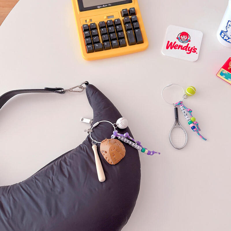 Sports Baseball Tennis Badminton Initial Name Keychain (3 types) (1) Badminton