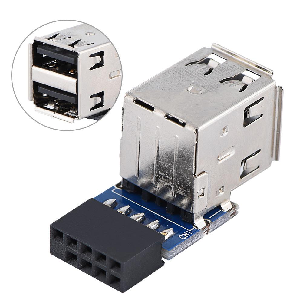 5pcs USB2.0 Motherboard Connector 9Pin10Pin Header to 2 USB2.0 A Port Adapter (Type A)