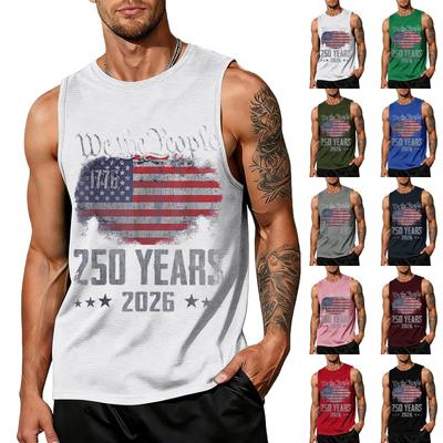 Men Sleeveless Tank Top Casual Loose Fit Summer Daily Wear Printed Graphic Muscle Shirt Lightweight Breathable Fabric