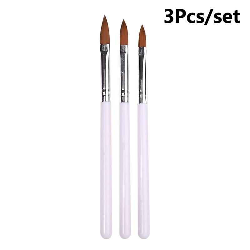 

Набор из 3 акриловых кистей для ногтей, профессиональные акриловые кисти для наращивания ногтей, 3D-резьба, инструменты для маникюрного салона белый