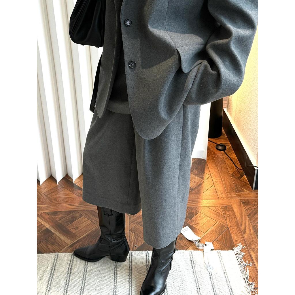 Louvre Spring Mid-Length Slim French Pleated Trousers for Women