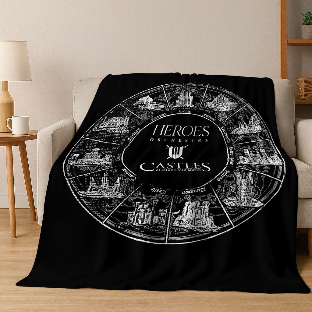 Retro Heroes of Might and Magic Map Games Art Flannel Blanket,Cozy Soft Throw Blanket for Home Bedroom Bed Sofa Cover Gift kids