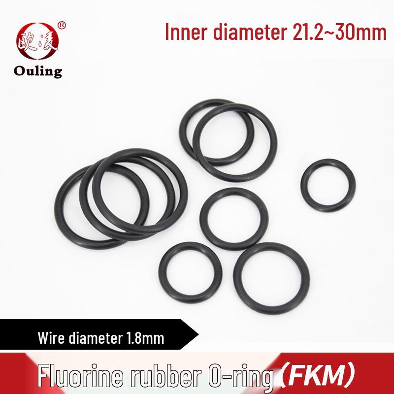 Black Fluororubber O-ring - Inner Diameter Options: 21.2/22.4/23.6/25/25.8/26.5/28/30mm, Thickness: 1.8mm ID 25mm * 1.8mm (5 pcs) Black Fluororubber O-ring