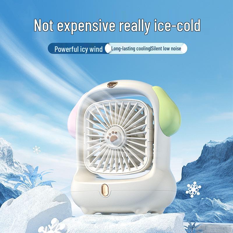 Mini Cartoon Desktop Air Cooler: USB-Powered Refrigeration & Humidifying Spray Fan