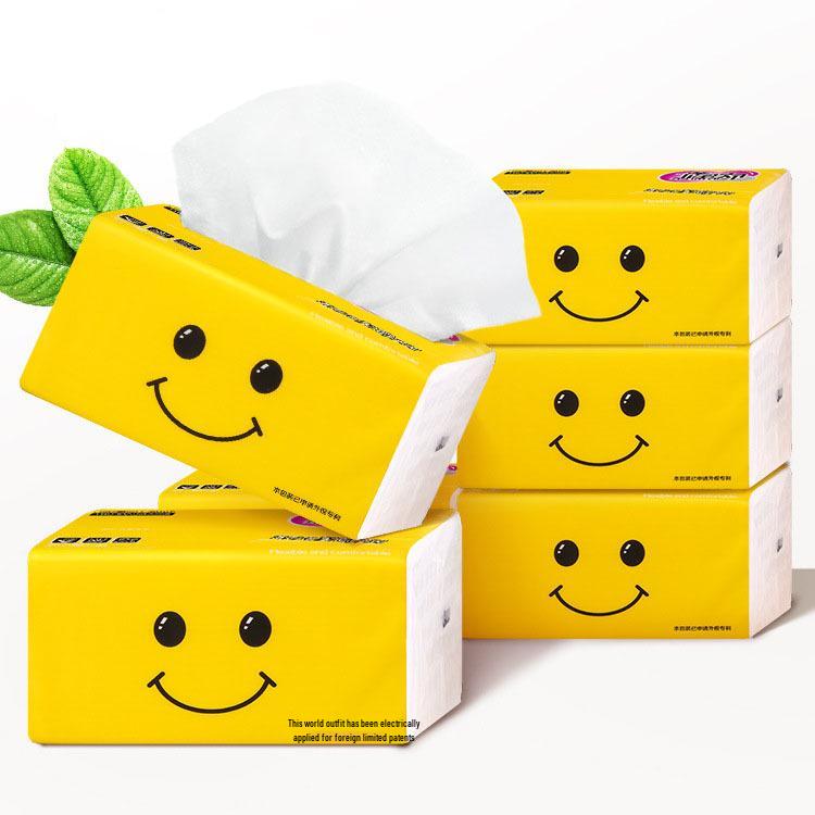 Smiling Face 4-Ply Facial Tissue, 300 Sheets - Ideal for Home, Restaurant, and Kitchen Use