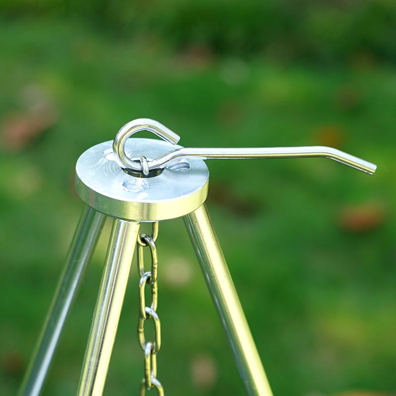 Camping Lagerfeuer Topf zum Aufhängen Dreibein Outdoor Kochgeschirr Picknick Kochtopf Brenngrill Aluminiumlegierung Dreibein