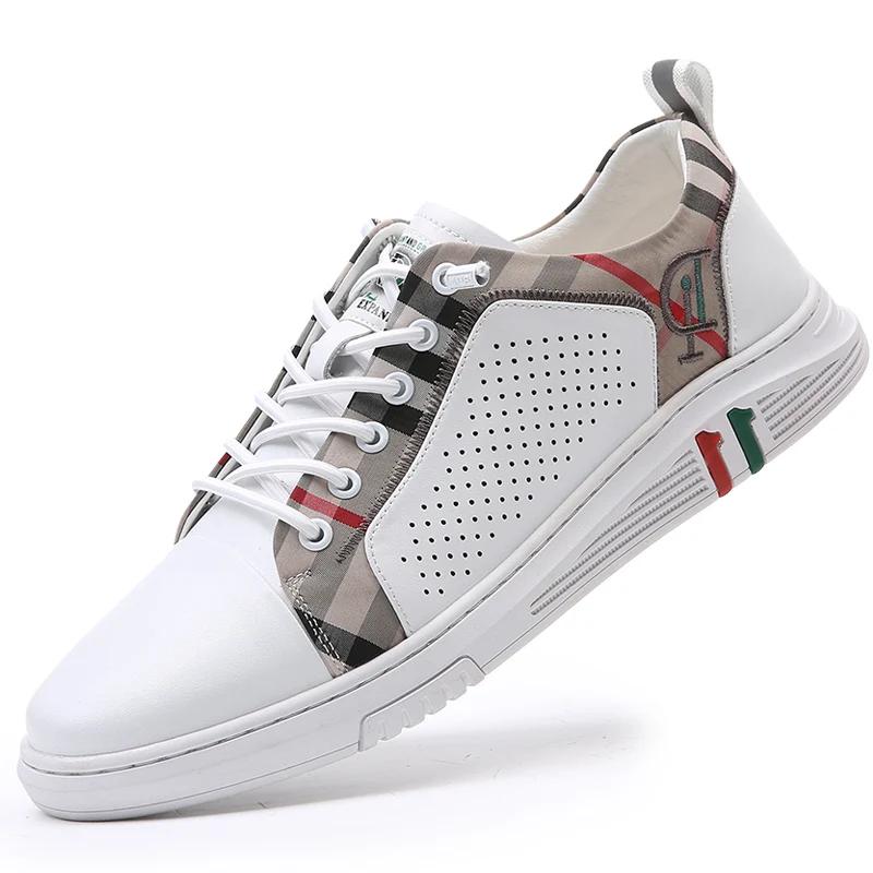 

SYTK Белые кожаные туфли для мужчин на лето, модная мужская обувь, повседневные кожаные туфли для мужчин, дышащие кроссовки для мужчин. 44