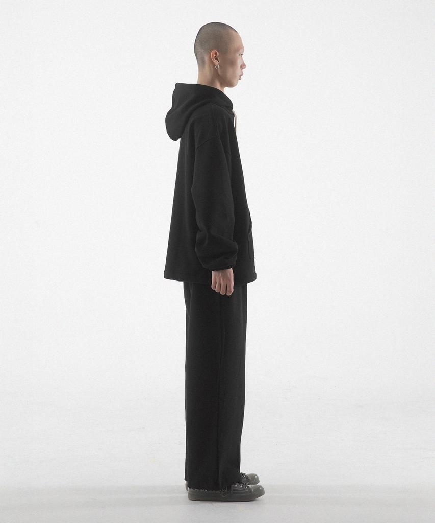 6:19 String Mid Length Hoodie - Black