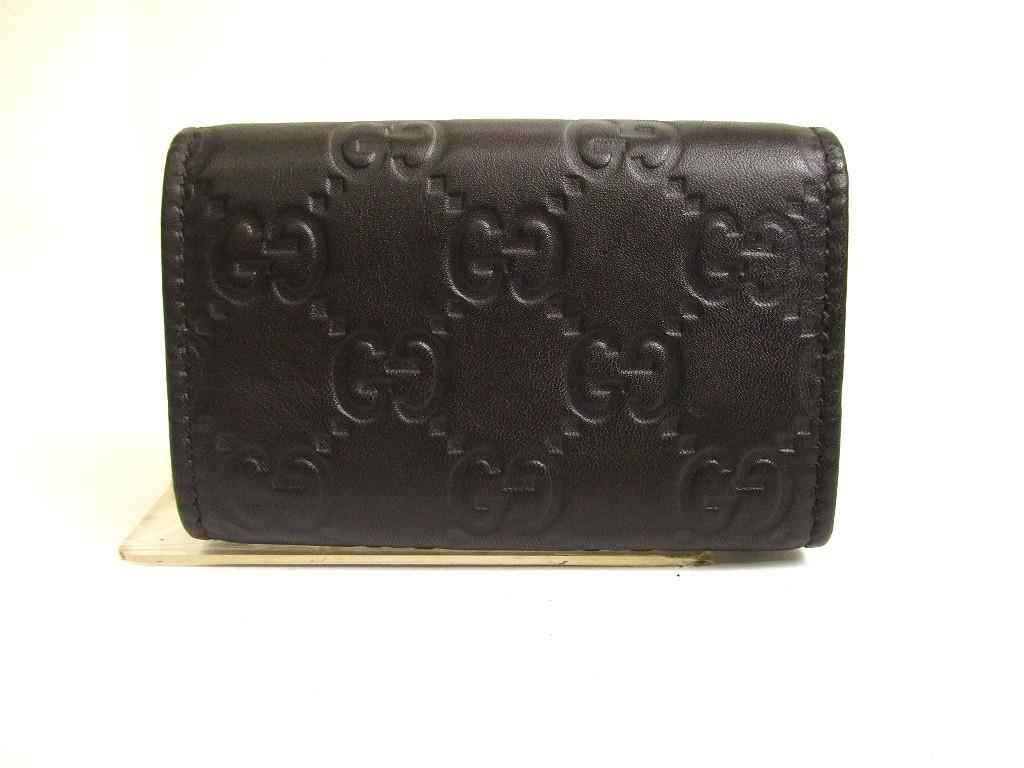 Authentic GUCCI GG Interlocking G Dark Brown Leather 6 Pics Key Chain #a870  Refurbished