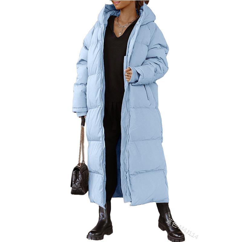 Cappotto invernale da donna in piumino spesso, ampio, in cotone, lungo sopra il ginocchio
