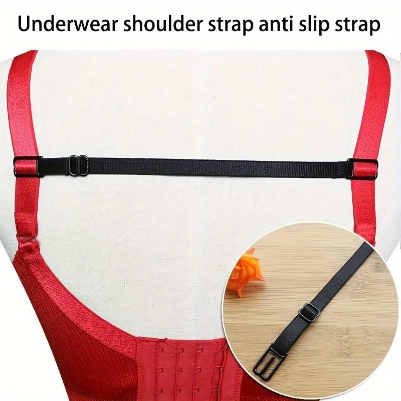 3-Pack Anti-Slip Bra Strap Holders | Adjustable Elastic Clips with Metal Buckles (Black/White/Beige)