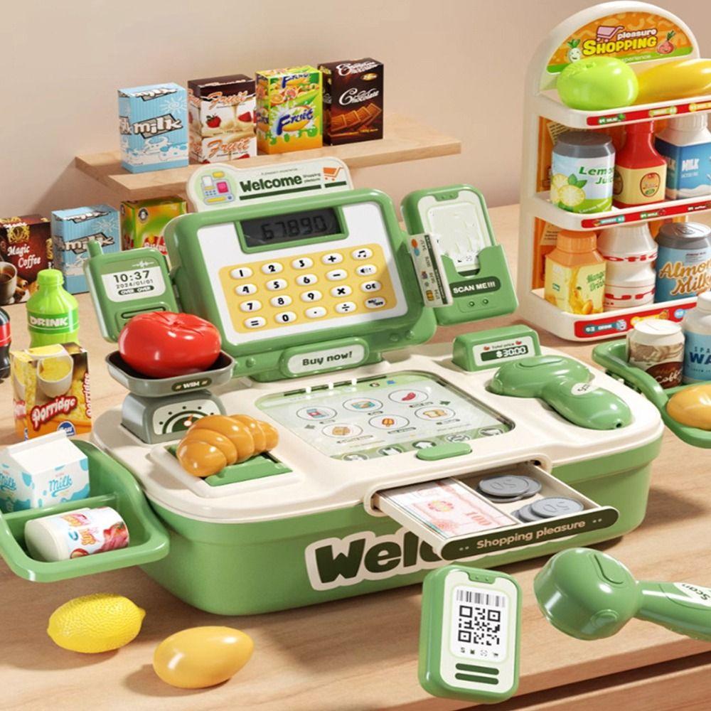 64 STÜCKE Imitationsdesign Simuliertes Kassiererspielzeug Kunststoff Rollenspielspielzeug Familienspaß