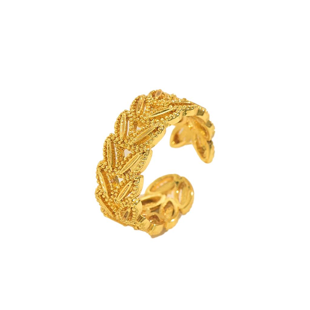 Light Luxury Women's Ring, Niche Wheat Ear Metal 18k Electroplating Design Open Index Finger Ring
