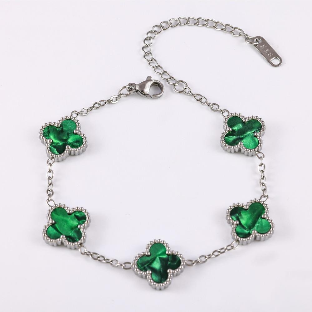 

Браслет «Счастливый четырехлистный клевер» Бутик Не выцветает Титановая сталь Ручные украшения Модный Универсальный Женский браслет