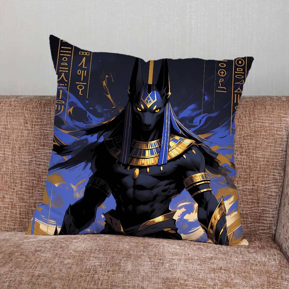 Ancient Egyptian God Anubis Pillow Case For Home Bedroom Car Office Decoration Living Room Sofa Cushion Cover Suitable
