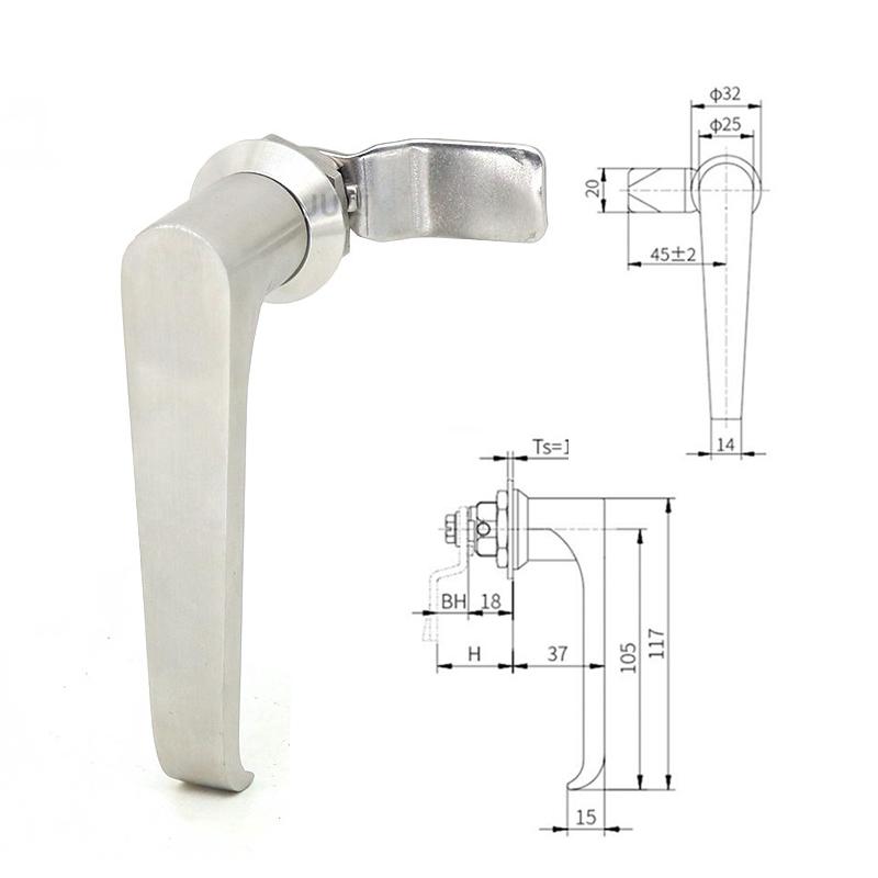 High Quality 304 Material Stainless Steel L-shaped Handle Lock MS324 Industrial Cabinet Door Lock Electric Cabinet Lock