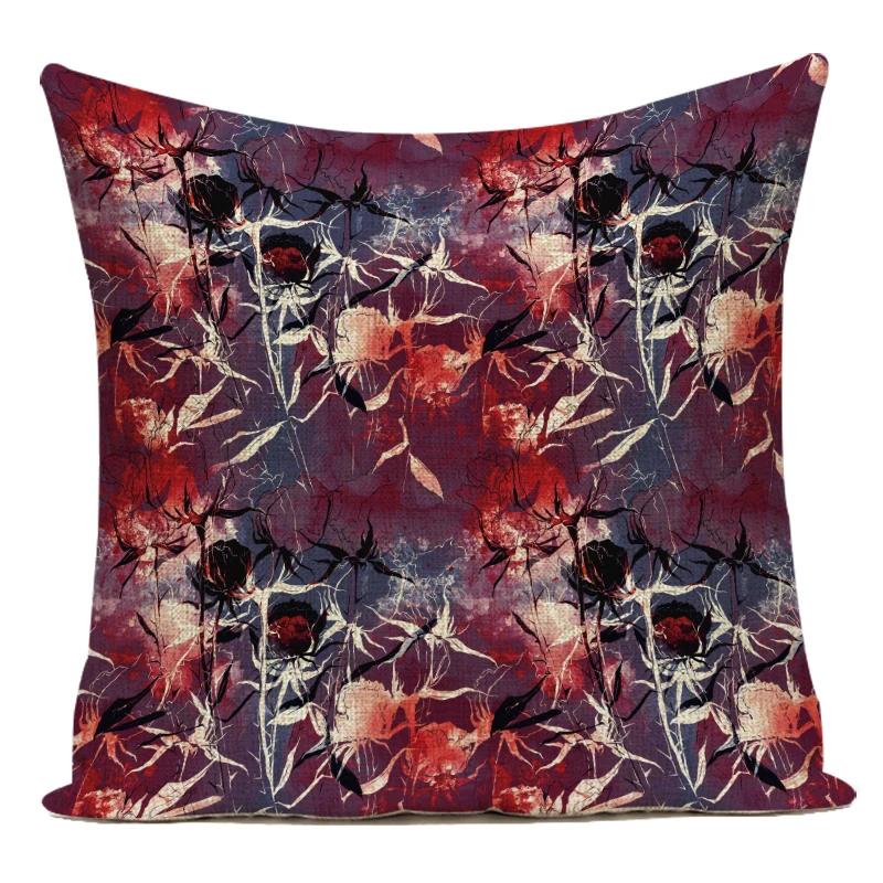 Decorative Throw Pillows Case Colorful 3D Plant Flowers Polyester Sofa Home Living Room Decoration Pillow Cushion Cover