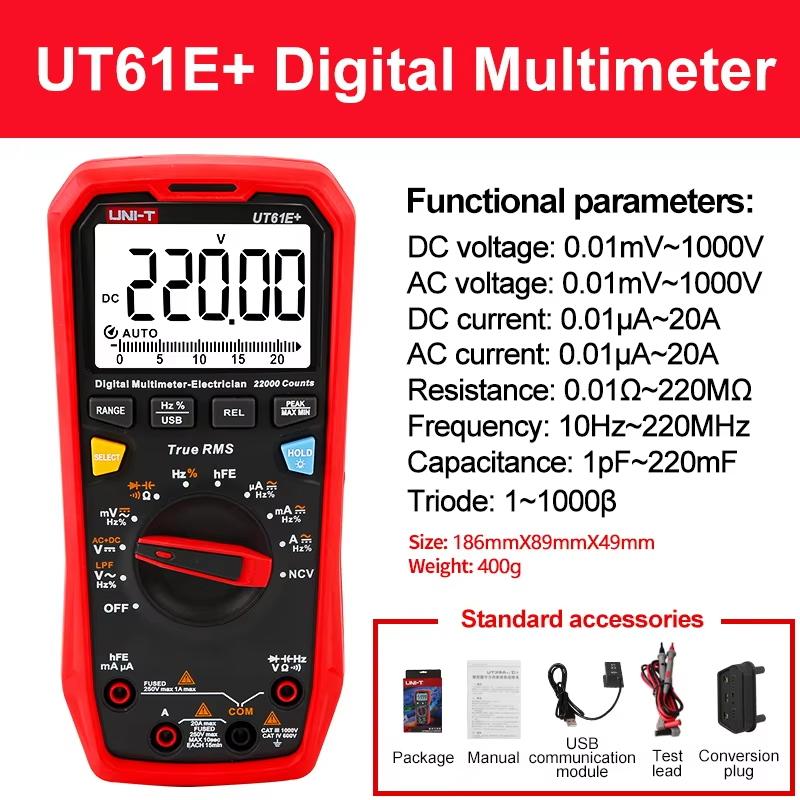 UNI-T UT61E+ UT61D+ UT61B+ UT33A UT33B UT33C UT33D Plus Profesyonel Dijital Multimetreler True RMS Otomotiv Multimetresi