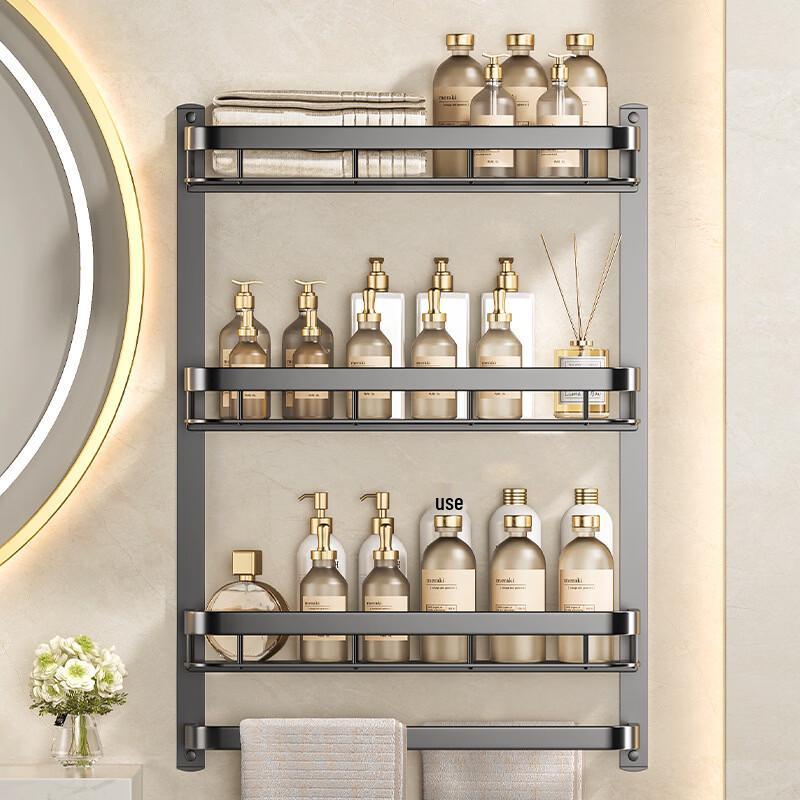 Punch-Free Wall-Mounted Bathroom Storage Shelf