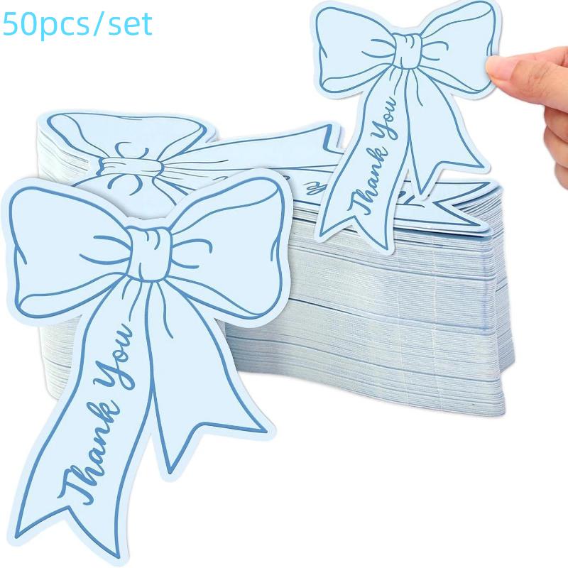 

Hot Sale 50pcs Bow DIY Handwritten Family Party Gift Card Child Birthday Gift Card Restaurant Business Mini Thank You Card
