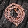 9mm 16inch 18inch 14k 18k Gold Multicolored CZ Cuban Chain Link Necklace Hip Hop Jewelry for   in Stock