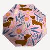 1pc Dachshund Floral Automatic Folding Umbrella - Compact 8-Rib Design, Durable Plastic & Iron, Lightweight for Outdoor Daily Use082