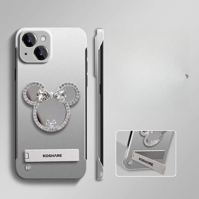 Mickey Makeup Mirror Flash Diamond Frameless Bracket Apple 15 Mobile Phone Case Iphone13/14promax/12 Hard Shell