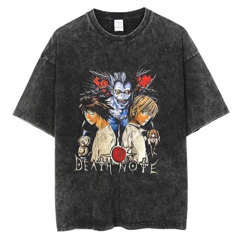 

DEATH NOTE Manga T Shirt Yagami Light Tshirt Streetwear Men Women Clothing Washed Cotton Tshirt Summer Street Fashion Tees Tops S